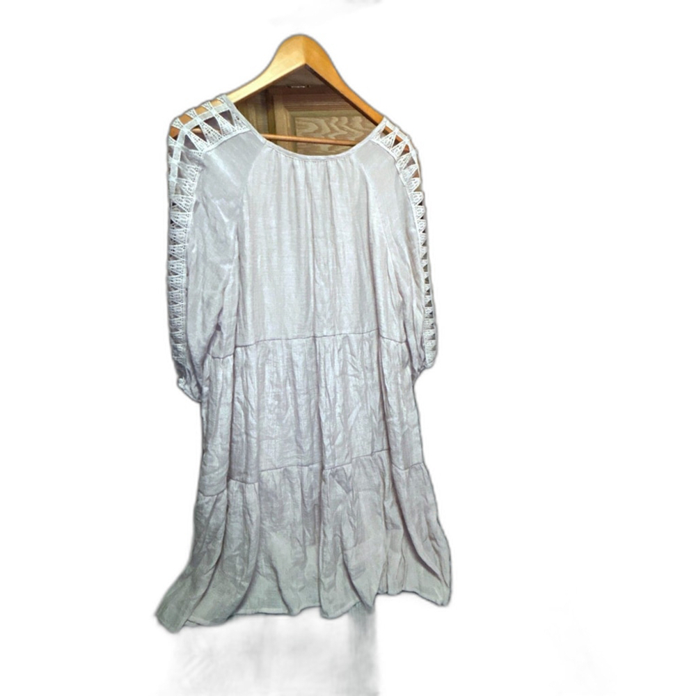 Indigo Rose Beige 2X Bohemian Lined Dress - Picture 3 of 9